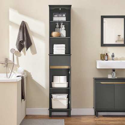 SoBuy | Armoire haute | Meuble de salle de bain | Étagère de salle de bain | Gris foncé | BZR112-DG 