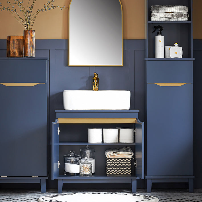 SoBuy | Meuble-lavabo | Armoire de salle de bain | Lavabo | Bleu | BZR113-B 