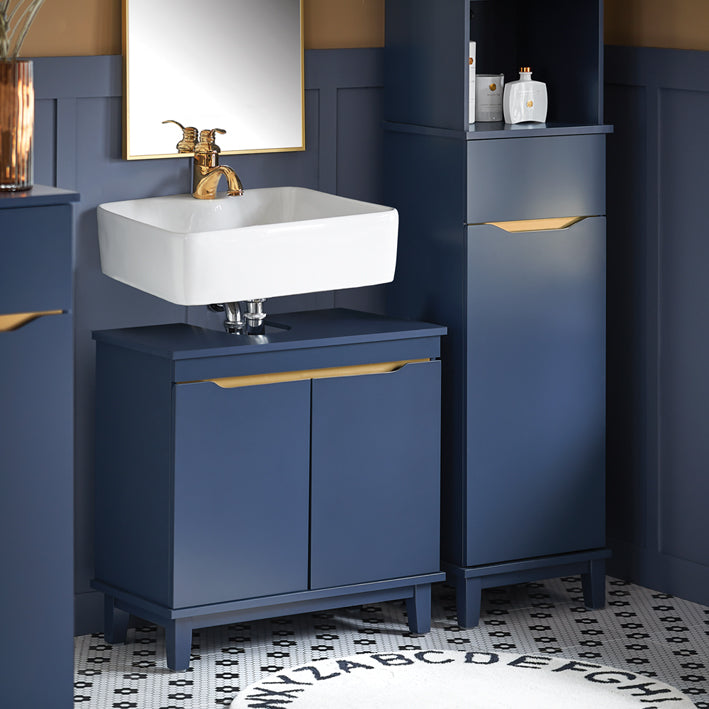SoBuy | Meuble-lavabo | Armoire de salle de bain | Lavabo | Bleu | BZR113-B 