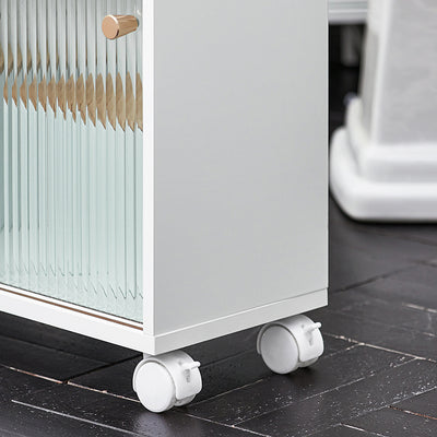 SoBuy | Nischenregal mit Glastür | Küchenregal | Rollwagen | Badmöbel | Weiß | BZR117-W