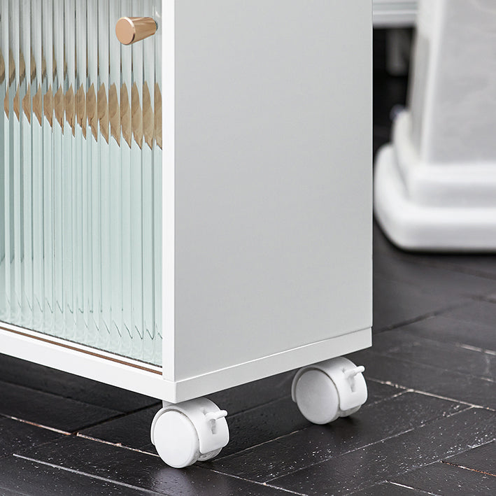 SoBuy | Nischenregal mit Glastür | Küchenregal | Rollwagen | Badmöbel | Weiß | BZR117-W