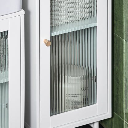 SoBuy | Armoire de salle de bain haute | Armoire de salle de bain avec porte vitrée | Étagère de salle de bain | Blanc | BZR118-W
