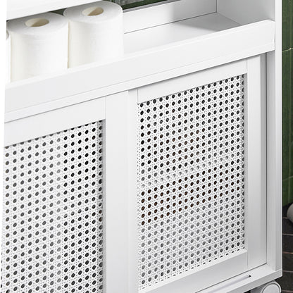 SoBuy | Étagère de niche | Étagère de cuisine | Chariot à roulettes | Meubles de salle de bain | Blanc | BZR119-W