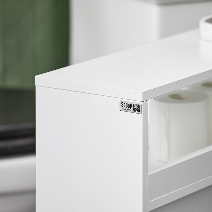 SoBuy | Étagère de niche | Étagère de cuisine | Chariot à roulettes | Meubles de salle de bain | Blanc | BZR119-W