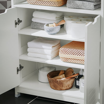SoBuy | Commode de salle de bain | Meuble de salle de bain | Buffet | Meuble d'entrée | Blanc | BZR121-W 