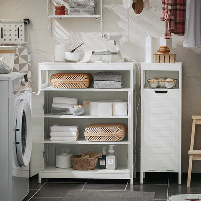 SoBuy | Commode de salle de bain | Meuble de salle de bain | Buffet | Meuble d'entrée | Blanc | BZR121-W 