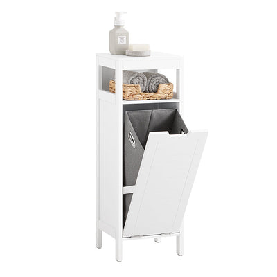SoBuy | Armadietto da bagno | con cesto portabiancheria estraibile | per biancheria sporca | Mobiletto per bagno | Bianco | BZR122-W