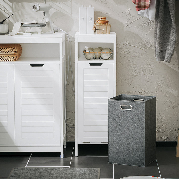 SoBuy | Armadietto da bagno | con cesto portabiancheria estraibile | per biancheria sporca | Mobiletto per bagno | Bianco | BZR122-W