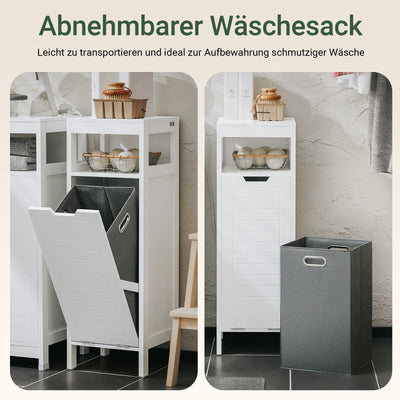 SoBuy | Armadietto da bagno | con cesto portabiancheria estraibile | per biancheria sporca | Mobiletto per bagno | Bianco | BZR122-W