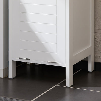 SoBuy | Armadietto alto con sacco portabiancheria | Armadietto da bagno | Mobile portabiancheria | Scaffale da bagno | Bianco | BZR123-W