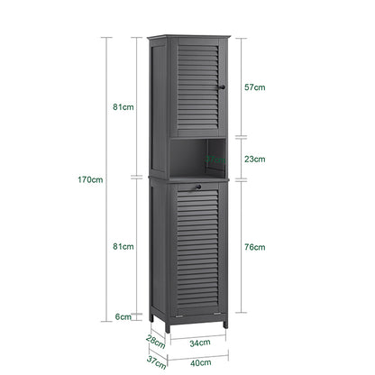 SoBuy | Armoire haute avec sac à linge pliable | Placard à linge étroit | Étagère de salle de bain | Gris foncé | BZR124-DG 