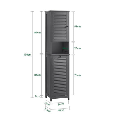 SoBuy | Armoire haute avec sac à linge pliable | meuble à linge étroit | étagère de salle de bain | Gris foncé | BZR124-DG