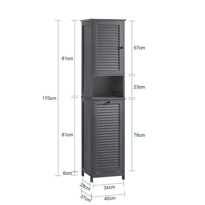 SoBuy | Armoire haute avec sac à linge pliable | meuble à linge étroit | étagère de salle de bain | Gris foncé | BZR124-DG