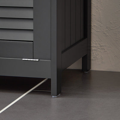 SoBuy | Armoire haute avec sac à linge pliable | meuble à linge étroit | étagère de salle de bain | Gris foncé | BZR124-DG
