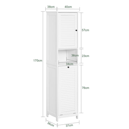 SoBuy | Armoire haute | avec sac à linge pliable | Armoire à linge étroite | Étagère de salle de bain | Blanc | BZR124-W