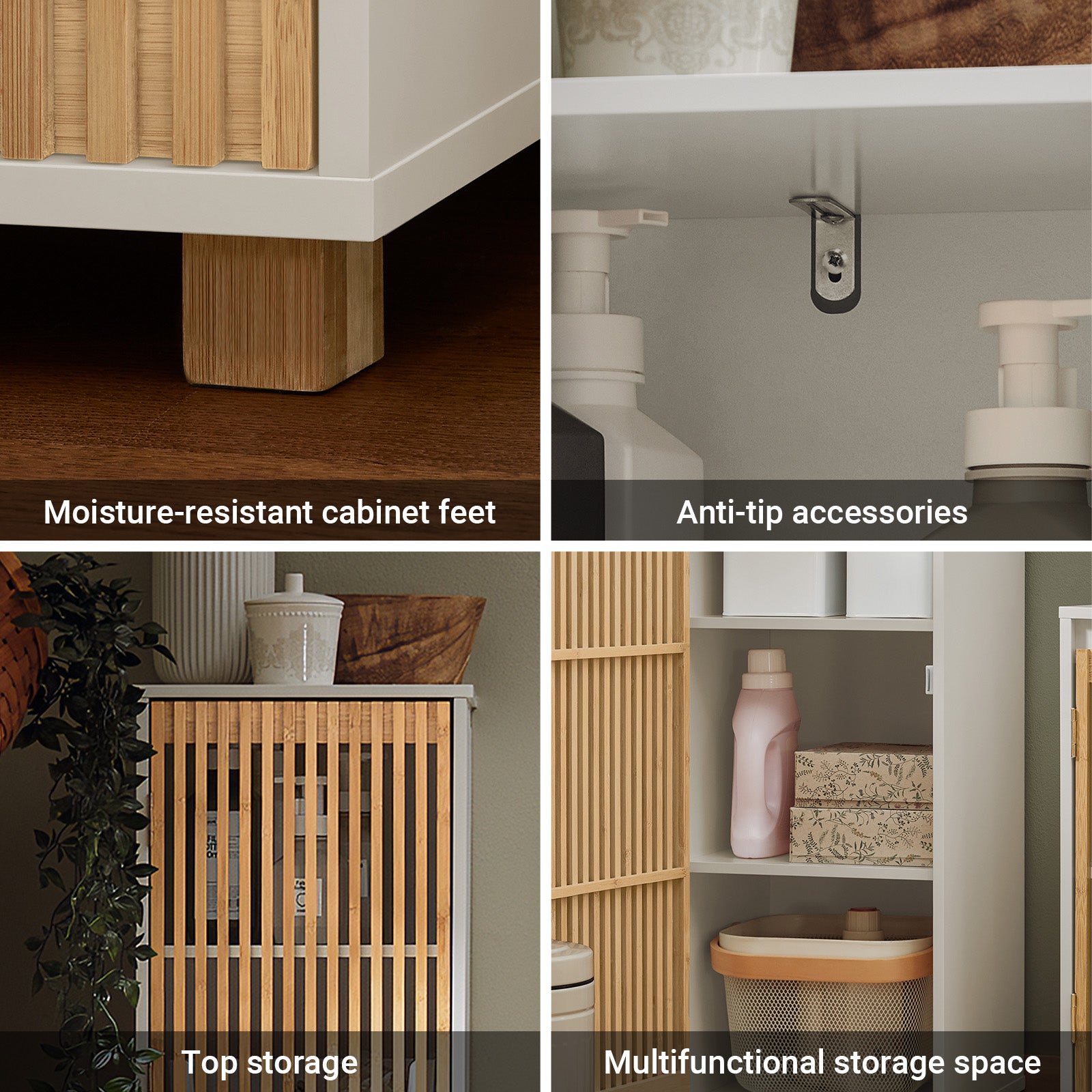 SoBuy | Hochschrank | Badschrank | schmal | Weiß-Natur | BZR127-W