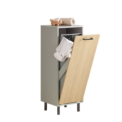 SoBuy | Mobile lavanderia con sacco portabiancheria estraibile | Cesto portabiancheria | Mobiletto per bagno | Grigio naturale | BZR132-NG