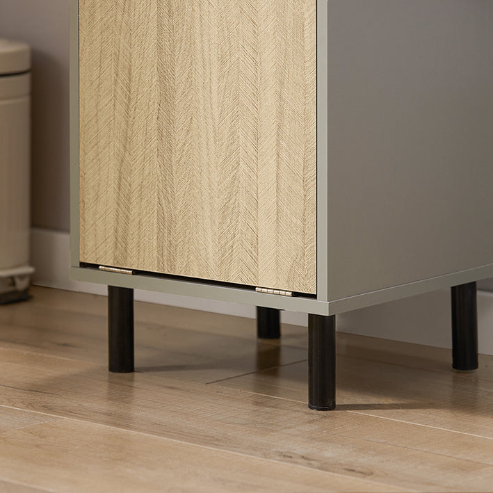 SoBuy | Mobile lavanderia con sacco portabiancheria estraibile | Cesto portabiancheria | Mobiletto per bagno | Grigio naturale | BZR132-NG