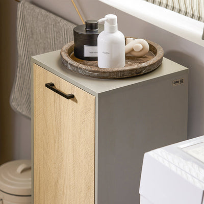 SoBuy | Mobile lavanderia con sacco portabiancheria estraibile | Cesto portabiancheria | Mobiletto per bagno | Grigio naturale | BZR132-NG