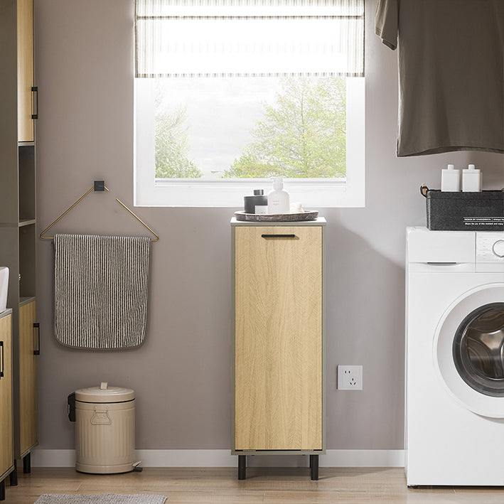 SoBuy | Armoire à linge avec sac à linge pliable | Panier à linge | Meuble de salle de bain | Gris naturel | BZR132-NG 