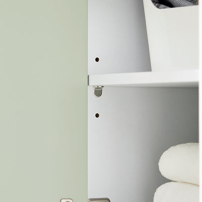 SoBuy | Armoire haute avec sac à linge pliable | Étagère de salle de bain | Armoire à linge étroite | Blanc-vert | BZR137-GR 