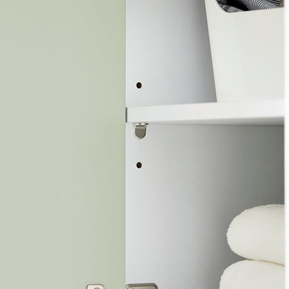 SoBuy | Armoire haute avec sac à linge pliable | Étagère de salle de bain | Armoire à linge étroite | Blanc-vert | BZR137-GR 
