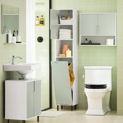 SoBuy | Pensile con ante | Armadietto da parete | Mobiletto da bagno | Mobiletto portafarmaci | Bianco-Verde | BZR140-GR