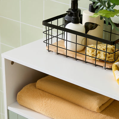 SoBuy | Meuble de salle de bain à 2 portes | Armoire de salle de bain | Buffet | Meuble d'entrée | Blanc-Vert | BZR138-GR 