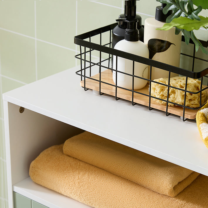 SoBuy | Mobiletto bagno con 2 ante | Mobiletto da bagno | Credenza | Mobiletto da corridoio | Bianco-Verde | BZR138-GR