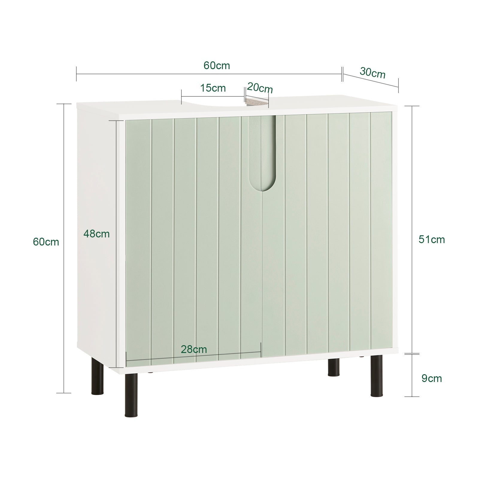 SoBuy | Mobile sottolavabo | Mobile bagno | Lavabo | Bianco-Verde | BZR139-GR