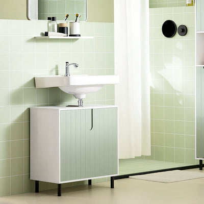 SoBuy | Mobile sottolavabo | Mobile bagno | Lavabo | Bianco-Verde | BZR139-GR