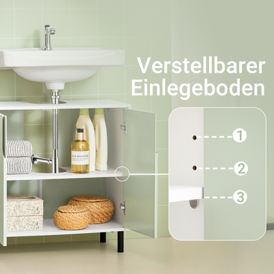 SoBuy | Waschbeckenunterschrank | Badezimmerschrank | Waschtisch | Weiß-Grün | BZR139-GR