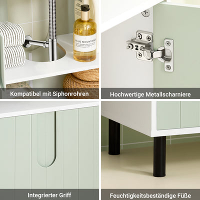 SoBuy | Waschbeckenunterschrank | Badezimmerschrank | Waschtisch | Weiß-Grün | BZR139-GR