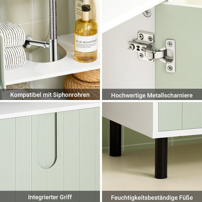 SoBuy | Mobile sottolavabo | Mobile bagno | Lavabo | Bianco-Verde | BZR139-GR