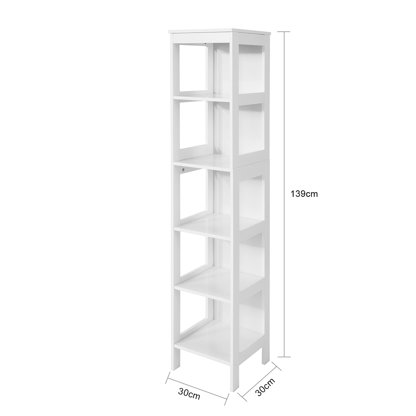 SoBuy | Scaffale da bagno con 5 ripiani | Mobile alto da bagno | Bianco | BZR14-W