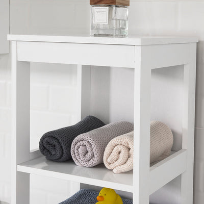 SoBuy | Scaffale da bagno con 5 ripiani | Mobile alto da bagno | Bianco | BZR14-W
