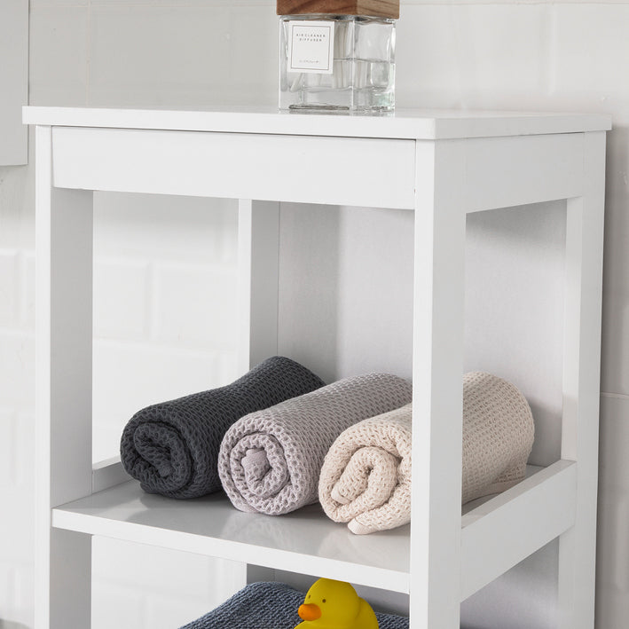 SoBuy | Scaffale da bagno con 5 ripiani | Mobile alto da bagno | Bianco | BZR14-W
