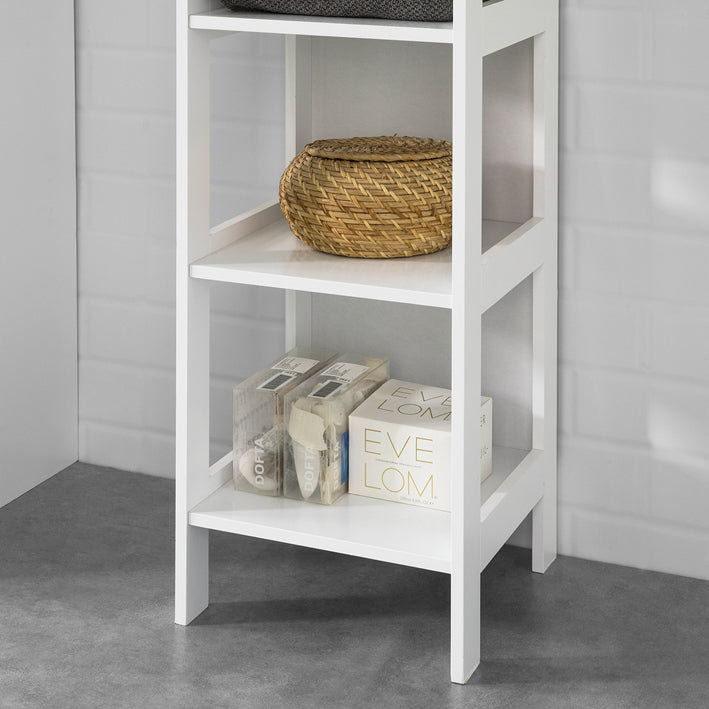 SoBuy | Scaffale da bagno con 5 ripiani | Mobile alto da bagno | Bianco | BZR14-W
