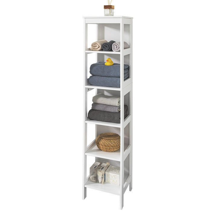 SoBuy | Scaffale da bagno con 5 ripiani | Mobile alto da bagno | Bianco | BZR14-W