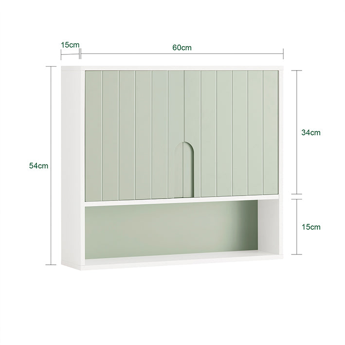 SoBuy | Pensile con ante | Armadietto da parete | Mobiletto da bagno | Mobiletto portafarmaci | Bianco-Verde | BZR140-GR