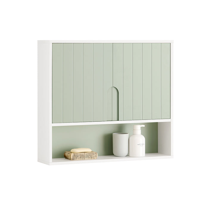SoBuy | Pensile con ante | Armadietto da parete | Mobiletto da bagno | Mobiletto portafarmaci | Bianco-Verde | BZR140-GR