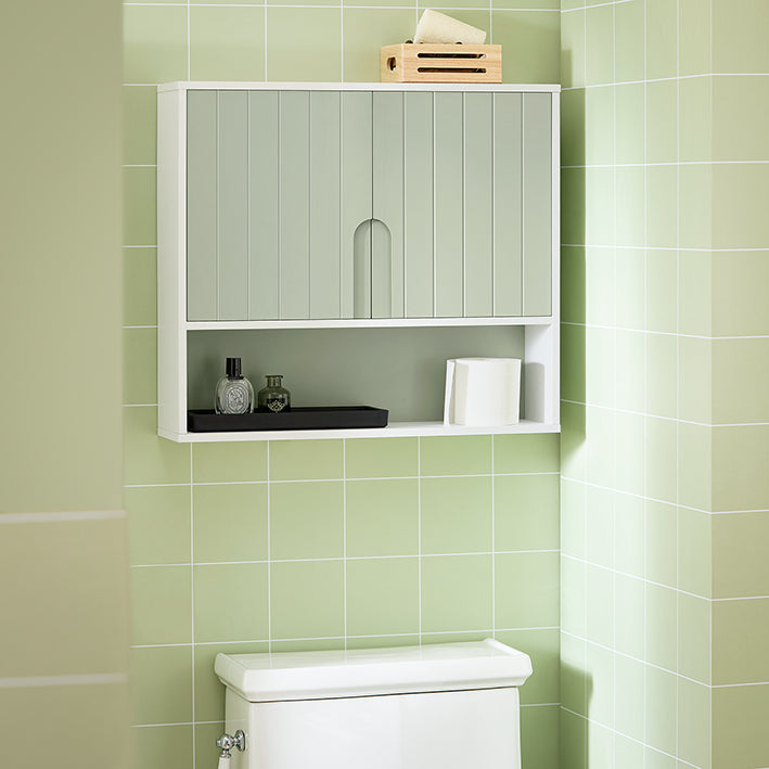 SoBuy | Pensile con ante | Armadietto da parete | Mobiletto da bagno | Mobiletto portafarmaci | Bianco-Verde | BZR140-GR