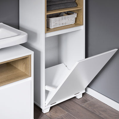 SoBuy | Armoire à linge avec sac à linge pliable | Panier à linge | Coffre à linge | BZR146-W 