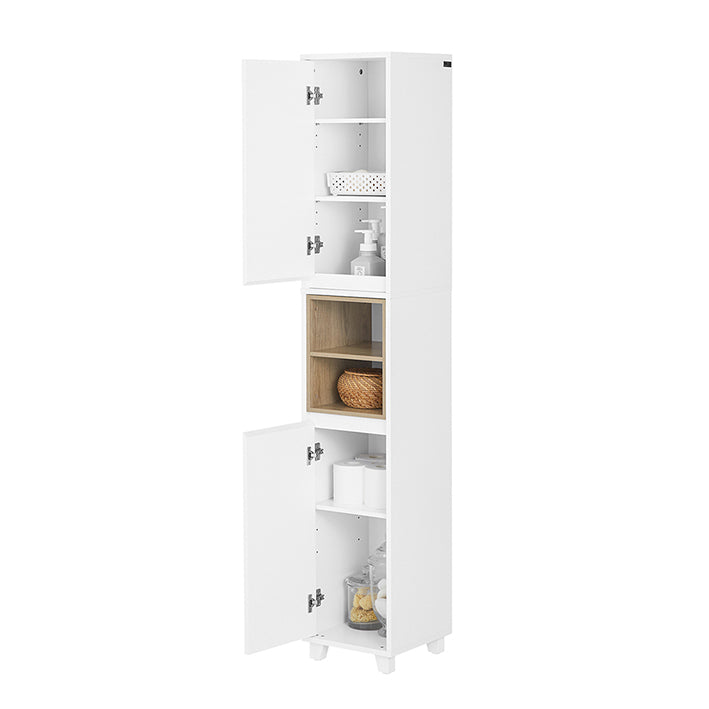 SoBuy | Armoire de salle de bain haute | Meuble de rangement pour salle de bain | Armoire de salle de bain blanche | BZR147-W 