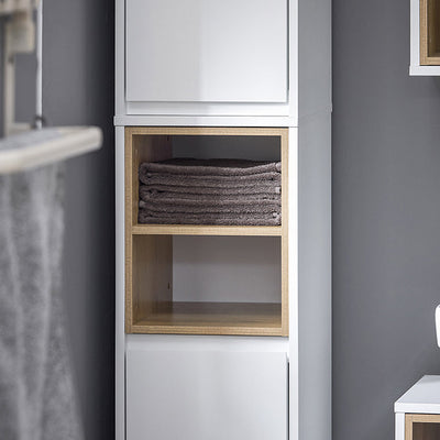 SoBuy | Colonna da bagno | Armadietto da bagno | Mobiletto da bagno bianco | BZR147-W