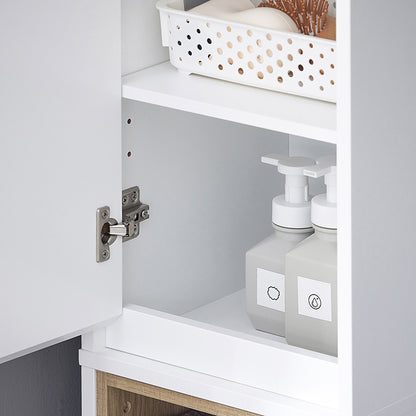 SoBuy | Armoire de salle de bain haute | Meuble de rangement pour salle de bain | Armoire de salle de bain blanche | BZR147-W 