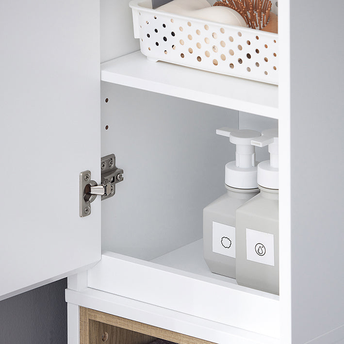 SoBuy | Armoire de salle de bain haute | Meuble de rangement pour salle de bain | Armoire de salle de bain blanche | BZR147-W 