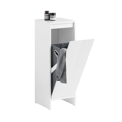 Vorverkauf | SoBuy | Wäscheschrank mit Wäschesack | Wäschesammler | Wäschekorb Weiß | BZR154-W