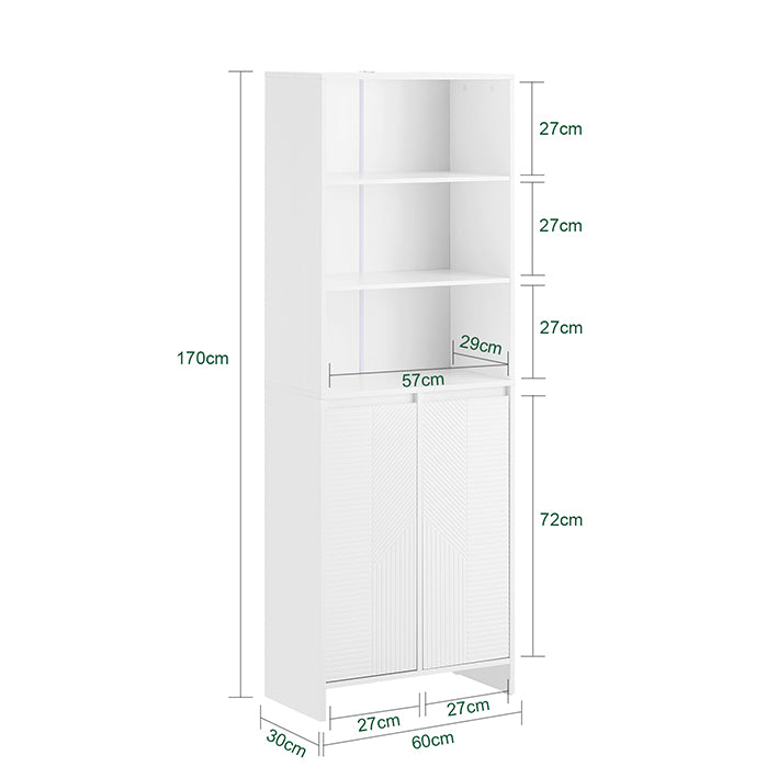 SoBuy | Armoire de salle de bain avec 2 sacs à linge | Armoire haute | Armoire à linge | Blanc | BZR155-W 