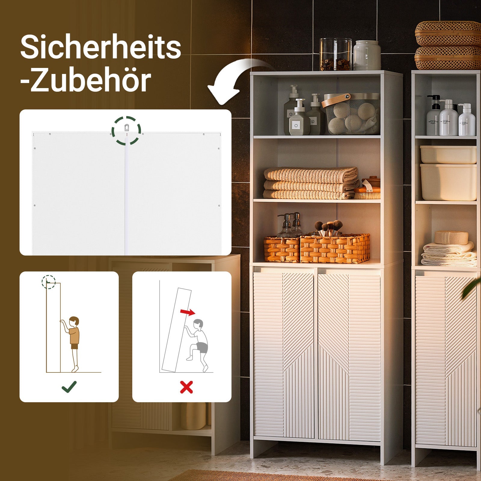 SoBuy | Mobile bagno con 2 sacchi per biancheria | Colonna bagno | Armadio portabiancheria | Bianco | BZR155-W